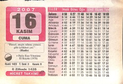 16 Kasım 2007 Takvim Yaprağı - Doğum Günü Hediyesi EFMN16005 - Gökçekoleksiyon