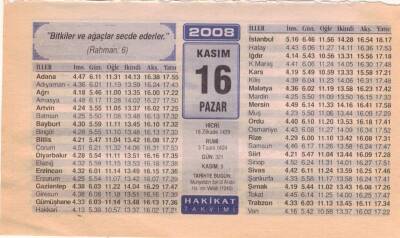 16 Kasım 2008 Takvim Yaprağı EFM(N)3900 - 3