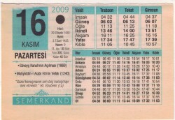16 Kasım 2009 Takvim Yaprağı EFM(N)3840 - 1