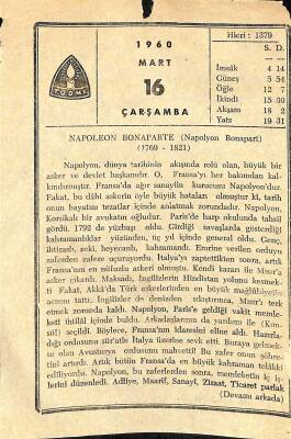 16 Mart 1960 Takvim Yaprağı - Doğum Günü Hediyesi EFM(N)11287 - 1