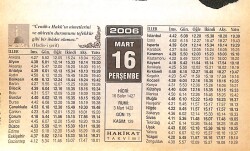 16 Mart 2006 Takvim Yaprağı - Doğum Günü Hediyesi EFMN13232 - Gökçekoleksiyon