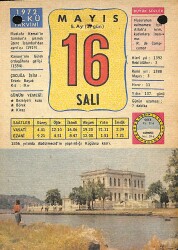 16 Mayıs 1972 Takvim Yaprağı - Doğum Günü Hediyesi EFM(N)12241 - Gökçekoleksiyon