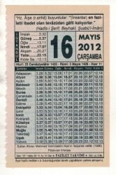 16 Mayıs 2012 Takvim Yaprağı EFM(N)1947 - 1