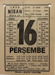 16 Nisan 1970 Takvim Yaprağı - Doğum Günü Hediyesi EFM(N)8271 - 2