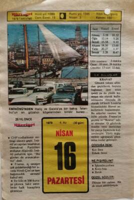 16 Nisan 1979 Takvim Yaprağı - Doğum Günü Hediyesi EFM(N)8521 - 2