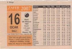 16 Ocak 2007 Takvim Yaprağı EFM(N)5103 - Gökçekoleksiyon