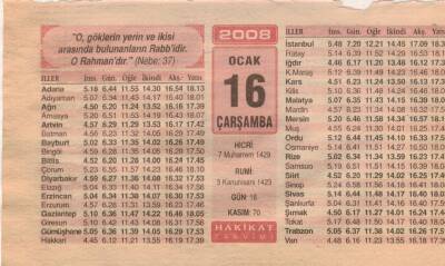 16 Ocak 2008 Takvim Yaprağı EFM(N)5003 - 1