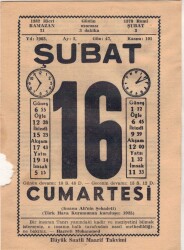 16 Şubat 1963 Takvim Yaprağı EFM(N)5701 - 1