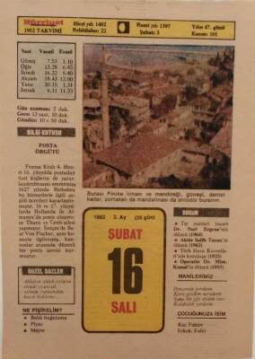 16 Şubat 1982 Takvim Yaprağı - Doğum Günü Hediyesi EFM(N)7685 - 1