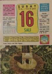 16 Şubat 1988 Takvim Yaprağı - Doğum Günü Hediyesi EFM(N)7713 - Gökçekoleksiyon