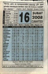 16 Şubat 2008 Takvim Yaprağı - Doğum Günü Hediyesi EFM(N)7540 - Gökçekoleksiyon