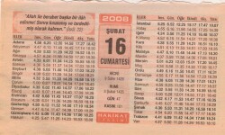 16 Şubat 2008 Takvim Yaprağı EFM(N)5563 - 3