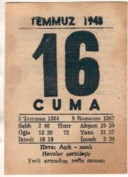 16 Temmuz 1948 Takvim Yaprağı EFM(N)1431 - 2