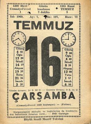 16 Temmuz 1969 Takvim Yaprağı - Doğum Günü Hediyesi EFM(N)11797 - 1