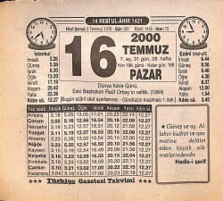16 Temmuz 2000 Takvim Yaprağı - Doğum Günü Hediyesi EFMN15541 - Gökçekoleksiyon