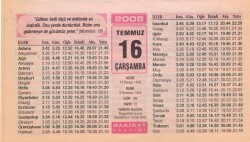 16 Temmuz 2008 Takvim Yaprağı EFM(N)2029 - 2