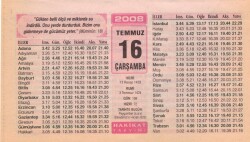 16 Temmuz 2008 Takvim Yaprağı EFM(N)2029 - 1