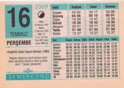 16 Temmuz 2009 Takvim Yaprağı EFM(N)2030 - 2