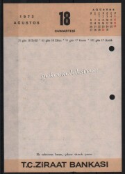 17-18 Ağustos 1973 Ziraat Bankası Takvim Yaprağı EFM626 - 2