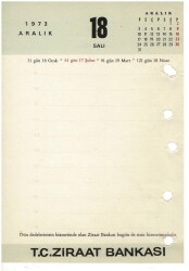 17 - 18 Aralık 1973 Ziraat Bankası Masa Takvimi Takvim Yaprağı EFM1298 - 4
