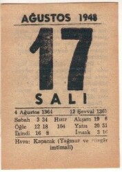 17 Ağustos 1948 Takvim Yaprağı EFM(N)1463 - 4