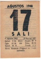 17 Ağustos 1948 Takvim Yaprağı EFM(N)1463 - 2