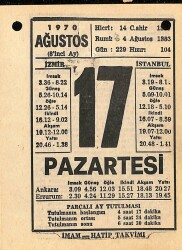 17 Ağustos 1970 Takvim Yaprağı - Doğum Günü Hediyesi EFM(N)9684 - 1