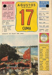 17 Ağustos 1973 Takvim Yaprağı - Doğum Günü Hediyesi EFM(N)9633 - Gökçekoleksiyon