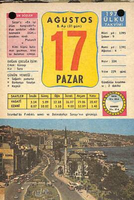 17 Ağustos 1975 Takvim Yaprağı - Doğum Günü Hediyesi EFM(N)9312 - 1