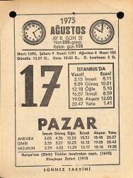 17 Ağustos 1975 Takvim Yaprağı - Doğum Günü Hediyesi EFM(N)9653 - 2