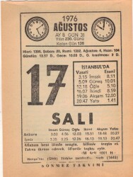 17 Ağustos 1976 Takvim Yaprağı EFM(N)2403 - 2
