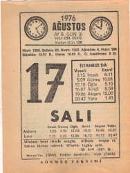 17 Ağustos 1976 Takvim Yaprağı EFM(N)2403 - 1