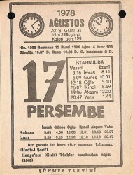 17 Ağustos 1978 Takvim Yaprağı - Doğum Günü Hediyesi EFM(N)9735 - Gökçekoleksiyon