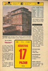 17 Ağustos 1980 Takvim Yaprağı - Doğum Günü Hediyesi EFM(N)9571 - Gökçekoleksiyon