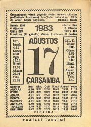 17 Ağustos 1983 Takvim Yaprağı - Doğum Günü Hediyesi EFM(N)12008 - Gökçekoleksiyon