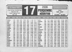 17 Ağustos 2006 Takvim Yaprağı - Doğum Günü Hediyesi EFMN14164 - Gökçekoleksiyon