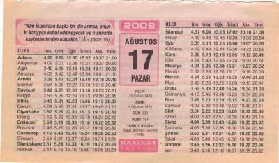 17 Ağustos 2008 Takvim Yaprağı EFM(N)2411 - 3