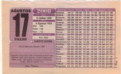 17 Ağustos 2008 Takvim Yaprağı EFM(N)2412 - 1