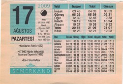 17 Ağustos 2009 Takvim Yaprağı EFM(N)2413 - 2