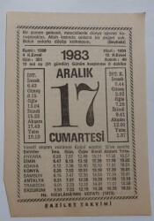 17 Aralık 1983 Takvim Yaprağı - Doğum Günü Hediyesi EFM(N)6897 - Gökçekoleksiyon