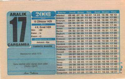 17 Aralık 2008 Takvim Yaprağı EFM(N)4360 - 3