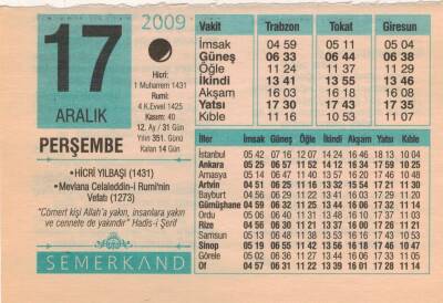 17 Aralık 2009 Takvim Yaprağı EFM(N)4391 - 1