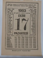 17 Ekim 1983 Takvim Yaprağı - Doğum Günü Hediyesi EFM(N)6720 - Gökçekoleksiyon