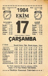 17 Ekim 1984 Takvim Yaprağı - Doğum Günü Hediyesi EFMN14566 - Gökçekoleksiyon