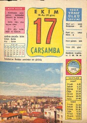 17 Ekim 1984 Takvim Yaprağı - Doğum Günü Hediyesi EFMN14821 - Gökçekoleksiyon