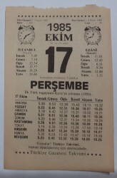 17 Ekim 1985 Takvim Yaprağı - Doğum Günü Hediyesi EFM(N)6662 - Gökçekoleksiyon