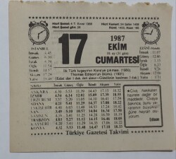 17 Ekim 1987 Takvim Yaprağı - Doğum Günü Hediyesi EFM(N)7125 - Gökçekoleksiyon