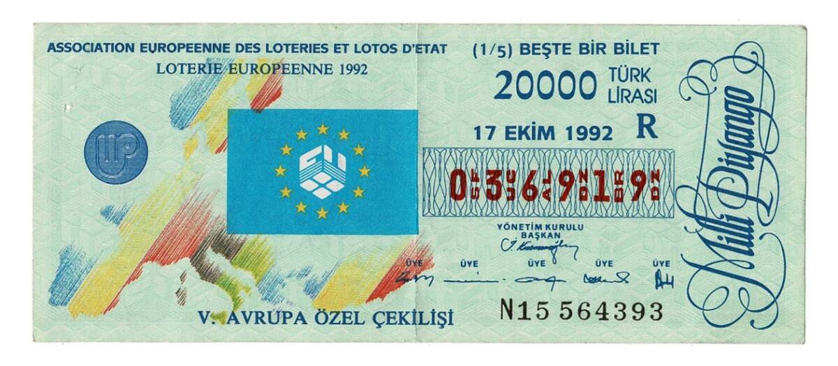 17 Ekim 1992 Beşte Bir Bilet PYB4313 - 1