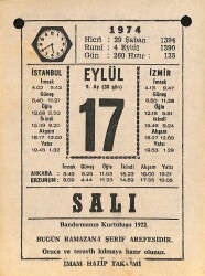 17 Eylül 1974 Takvim Yaprağı - Doğum Günü Hediyesi EFM(N)12356 - Gökçekoleksiyon