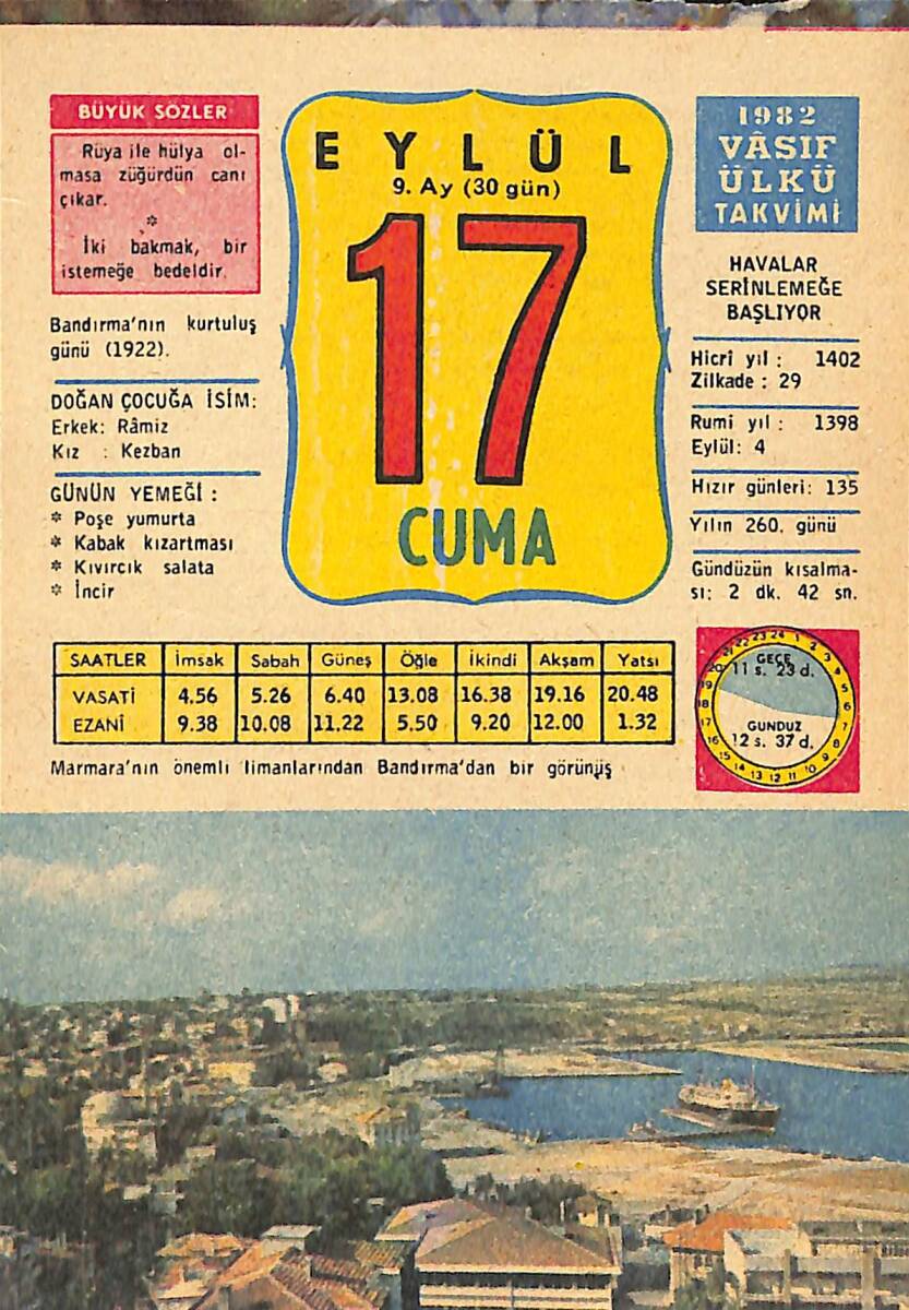 17 Eylül 1982 Takvim Yaprağı - Doğum Günü Hediyesi EFMN13527 - 1